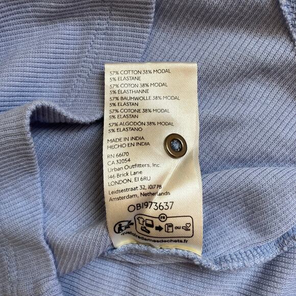 Anthropologie Pilcro XXS The Andie Ribbed Henley Top Short Sleeve Light Blue - Picture 15 of 16